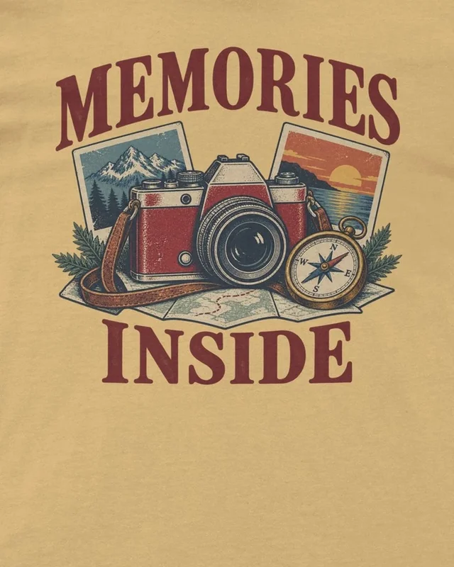Memories Inside Regular T-Shirt in Beige — design detail