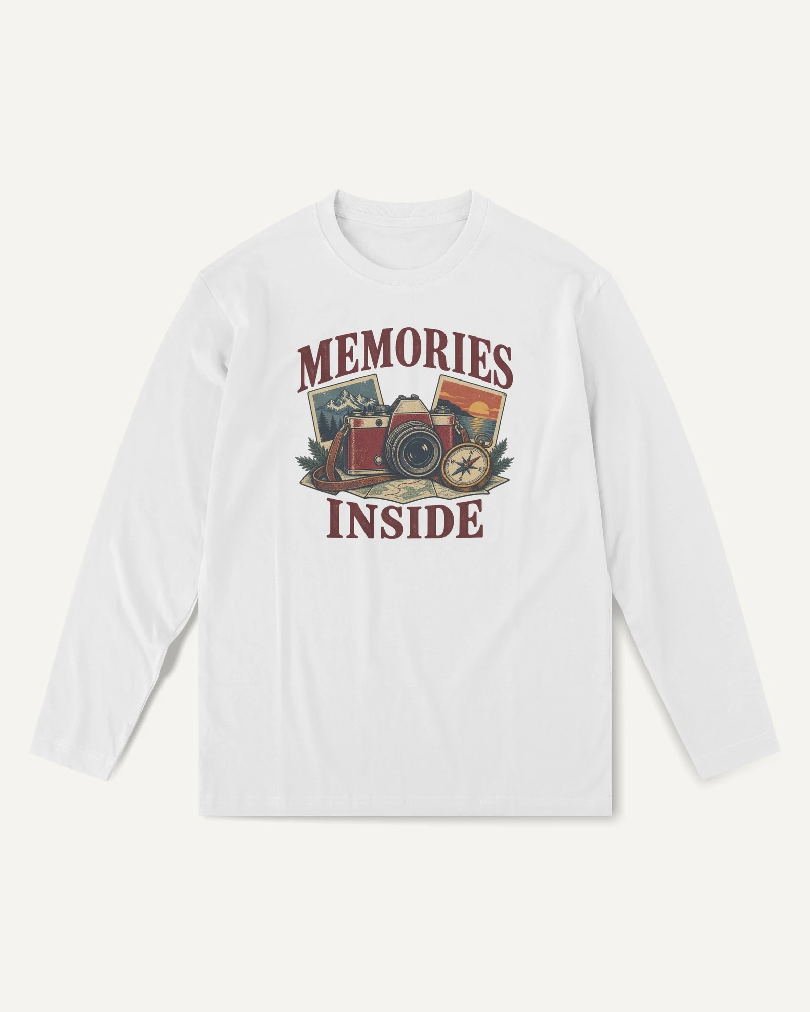 Memories Inside Long-Sleeve T-Shirt in White — front Memories Inside Long-Sleeve T-Shirt in White — front
