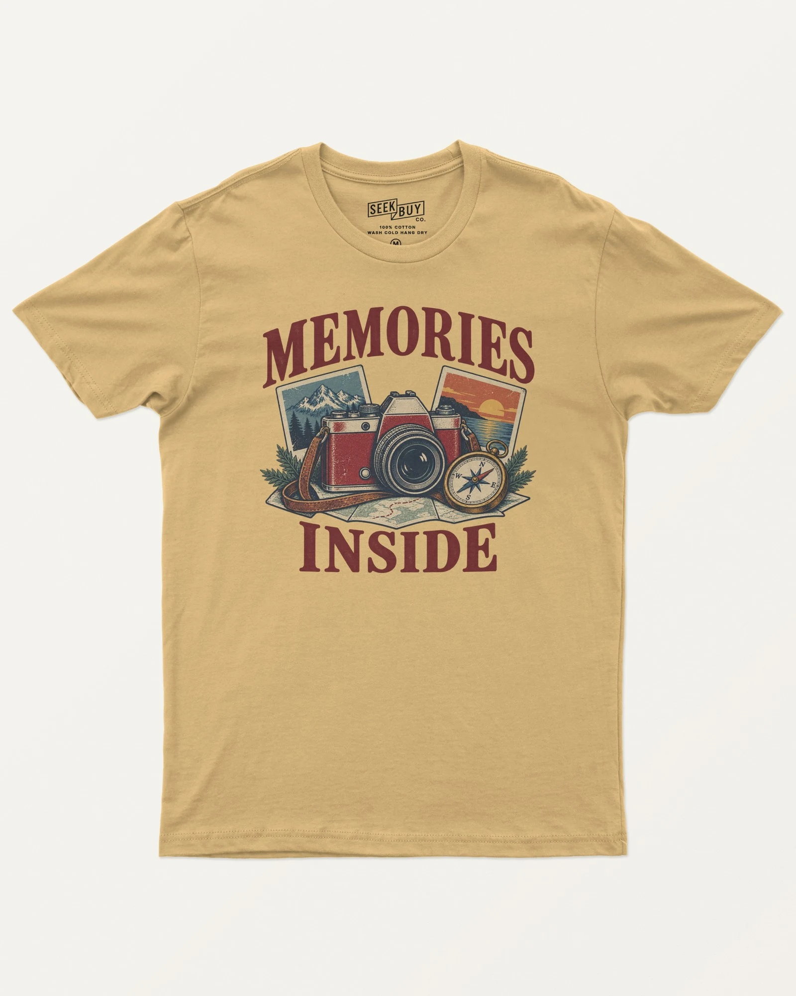 Memories Inside Regular T-Shirt in Beige — front Memories Inside Regular T-Shirt in Beige — front