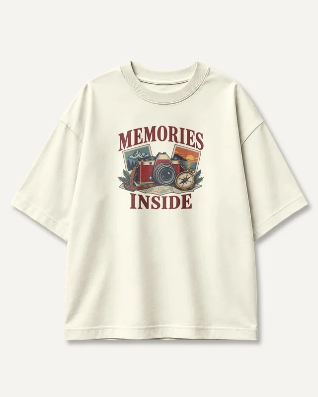 Memories Inside Oversized T-Shirt in Off White — front