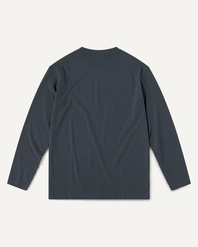Men's Full Sleeve T-Shirt in Navy Blue — plain back