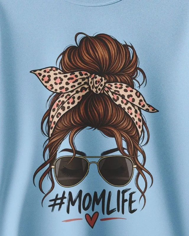 Mom Life Sweatshirt in Baby Blue — design detail
