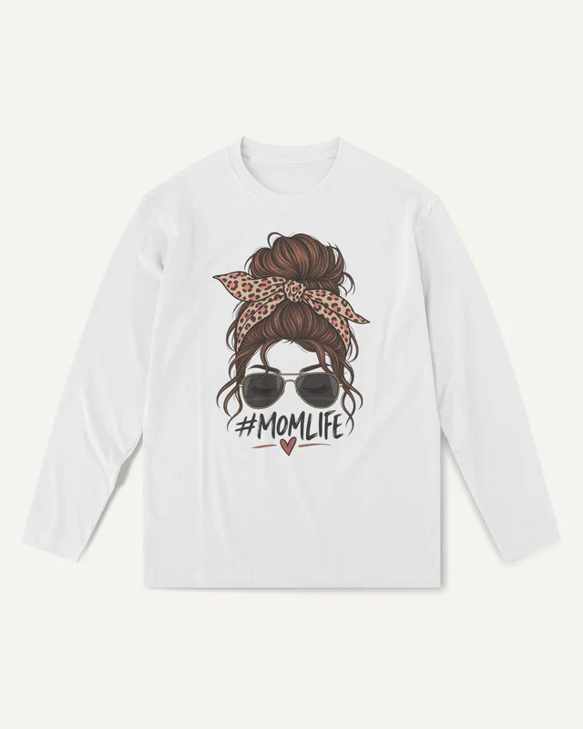 Mom Life Long-Sleeve T-Shirt in White — front
