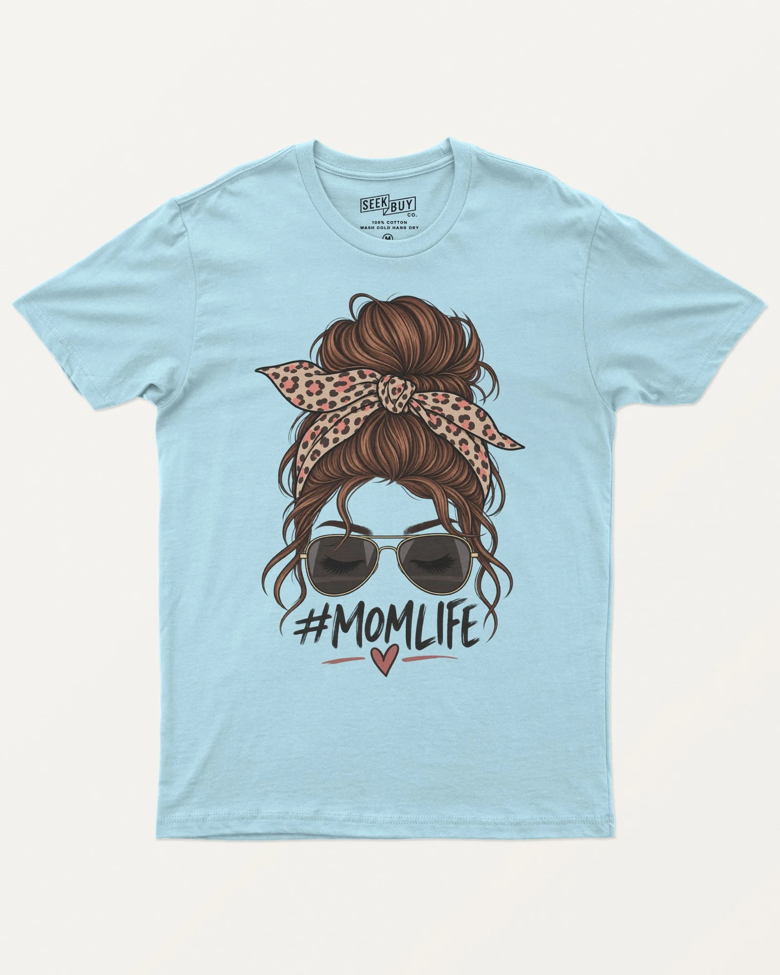 Mom Life Regular T-Shirt in Baby Blue — front Mom Life Regular T-Shirt in Baby Blue — front