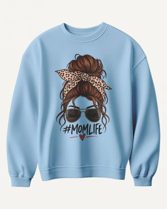Mom Life Sweatshirt in Baby Blue — front
