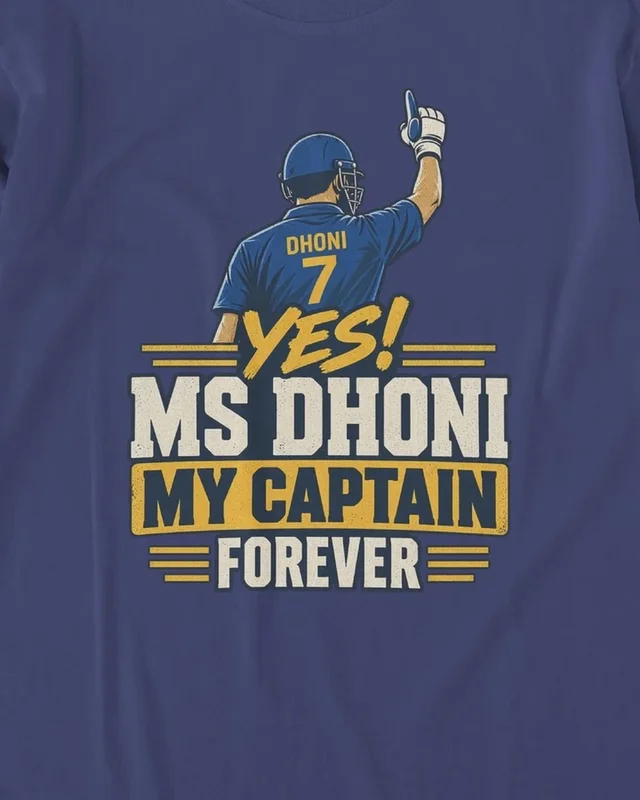 MS Dhoni My Captain Forever Long-Sleeve T-Shirt in Royal Blue — design detail