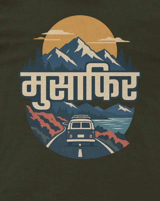 Musafir Regular T-Shirt in Olive Green — design detail