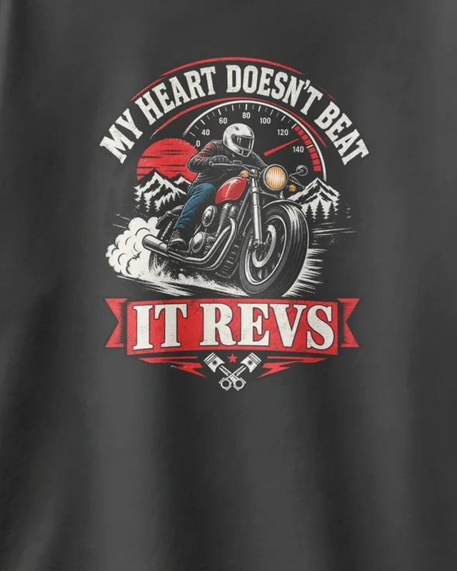 My Heart Doesn't Beat It Revs Oversized T-Shirt in Black — design detail