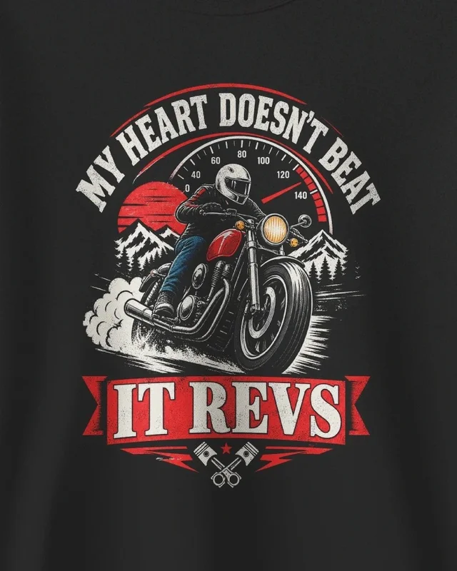 My Heart Doesn't Beat It Revs Sweatshirt in Black — design detail