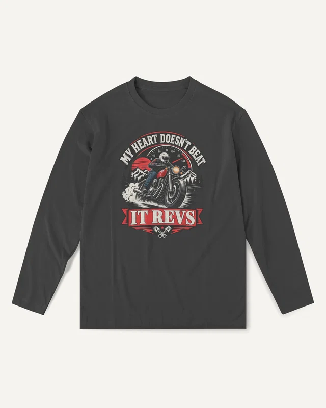 My Heart Doesn't Beat It Revs Long-Sleeve T-Shirt in Black — front