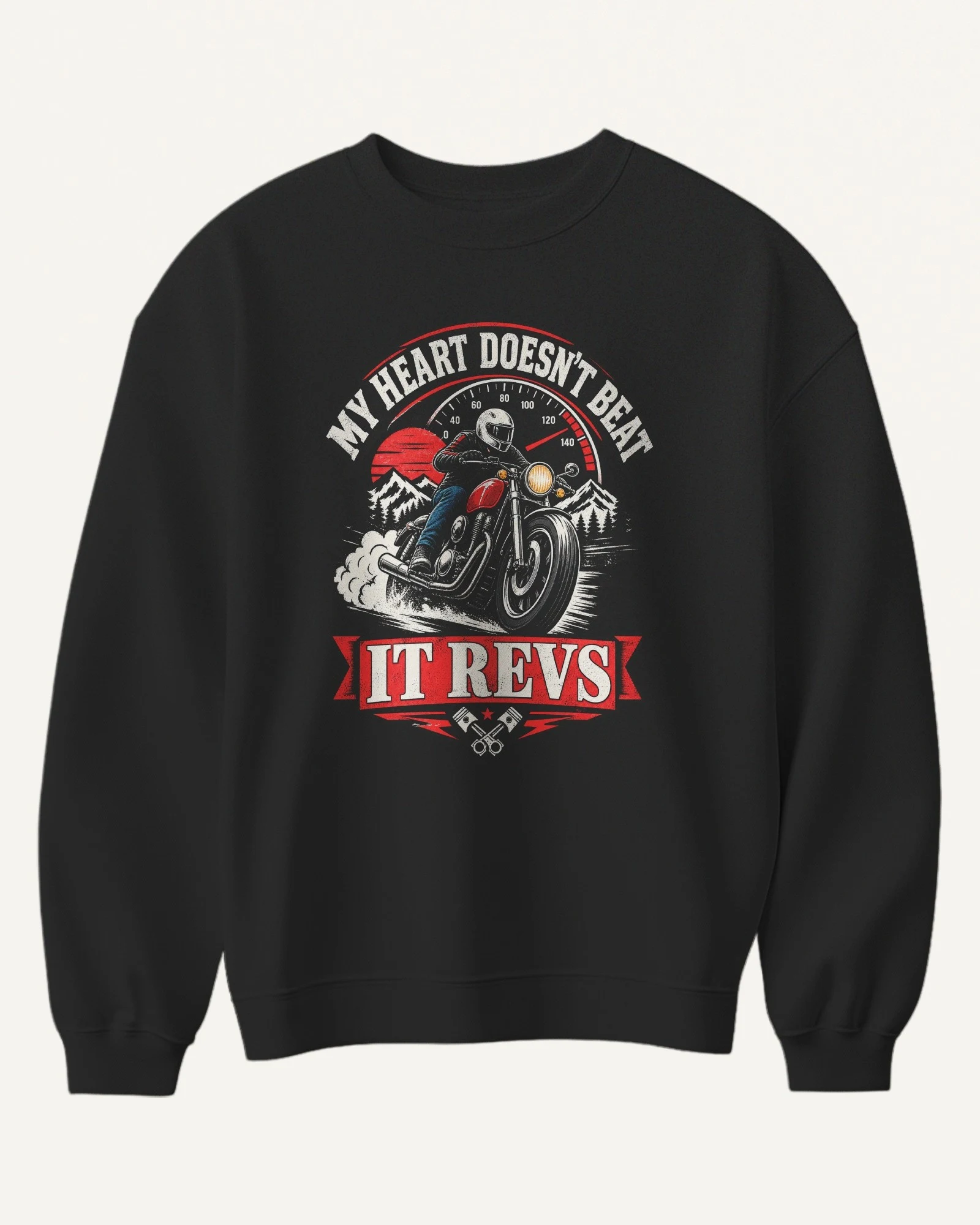 My Heart Doesn't Beat It Revs Sweatshirt in Black — front My Heart Doesn't Beat It Revs Sweatshirt in Black — front