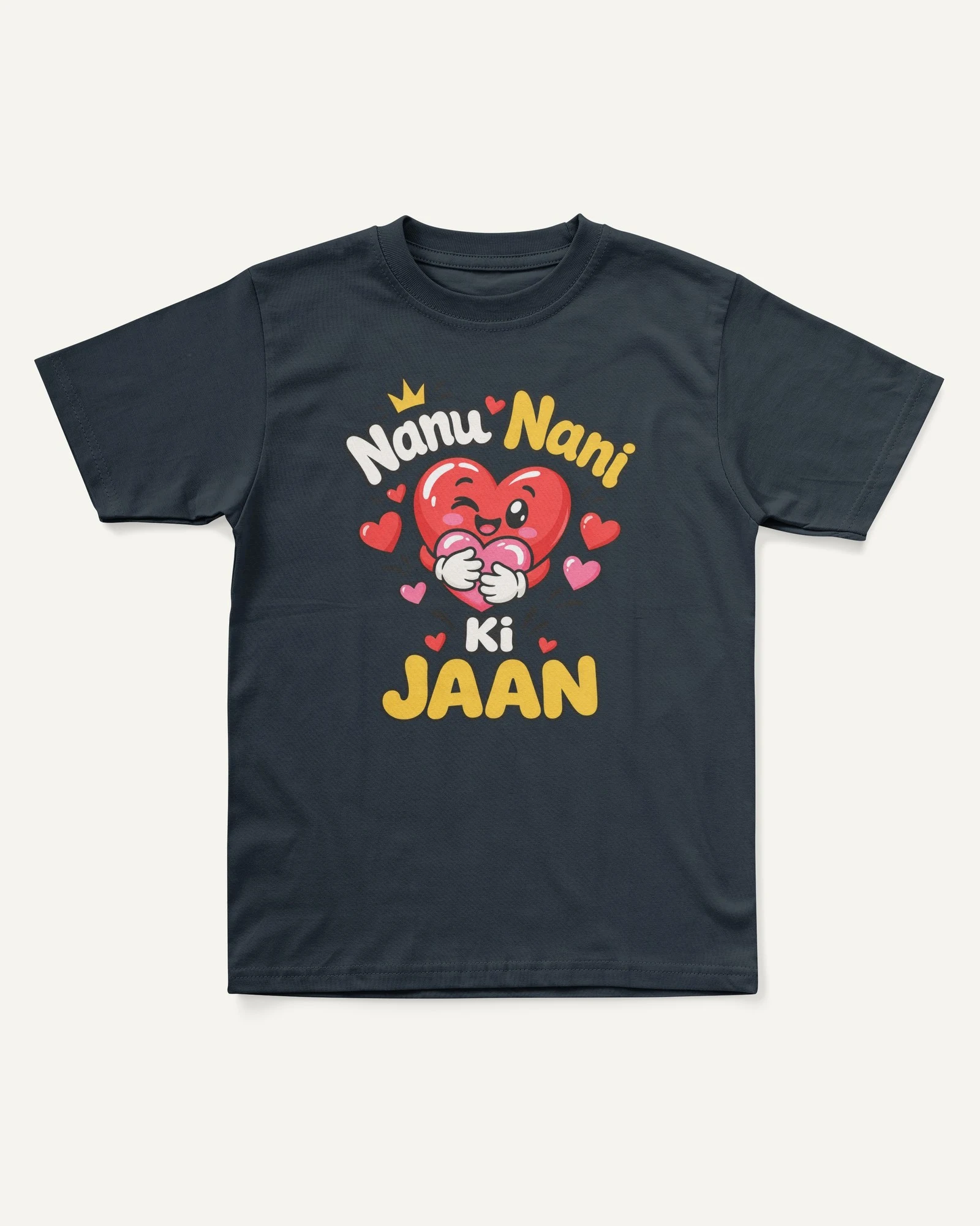 Nanu Nani Ki Jaan Kids’ T-Shirt Navy Blue front Nanu Nani Ki Jaan Kids’ T-Shirt in Navy Blue — front