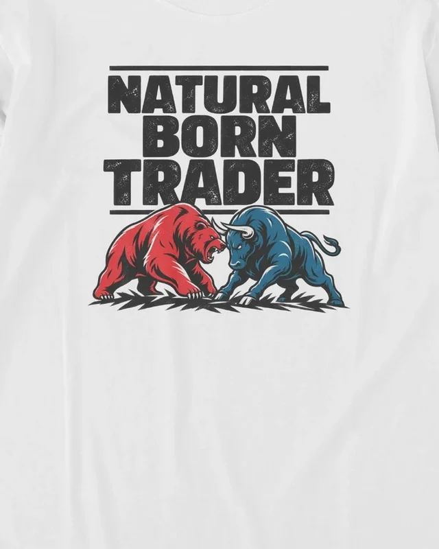 Natural Born Trader Long-Sleeve T-Shirt in White — design detail