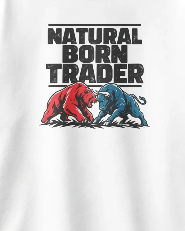 Natural Born Trader Oversized T-Shirt in White — design detail