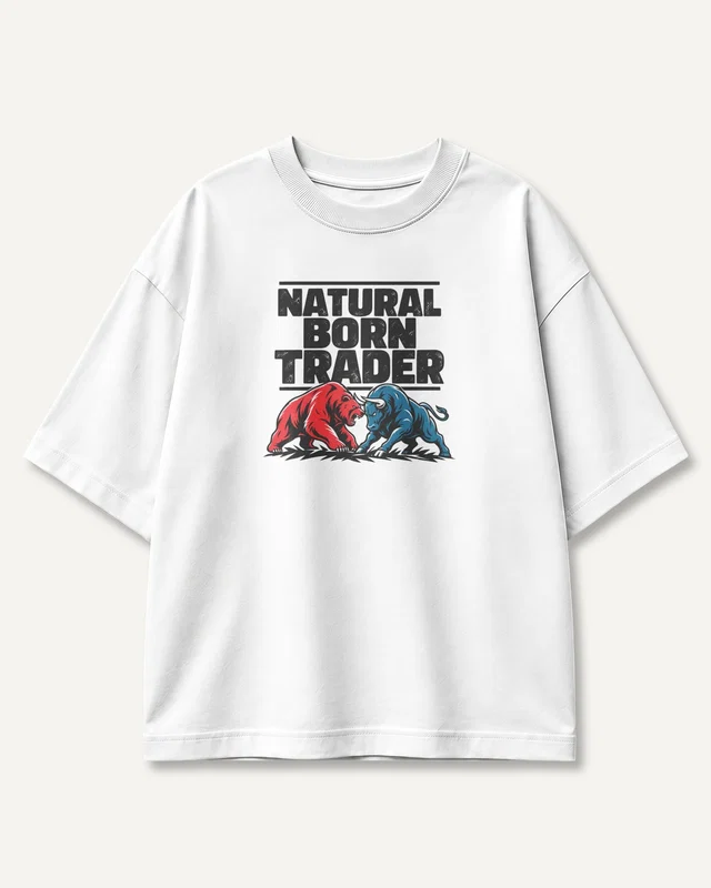 Natural Born Trader Oversized T-Shirt in White — front