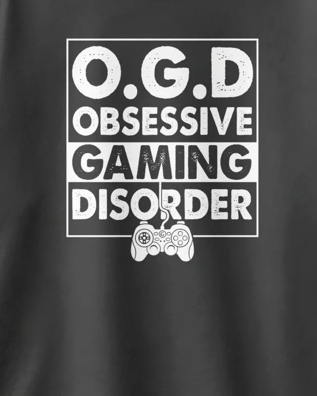 Obsessive Gaming Disorder Oversized T-Shirt in Black — design detail