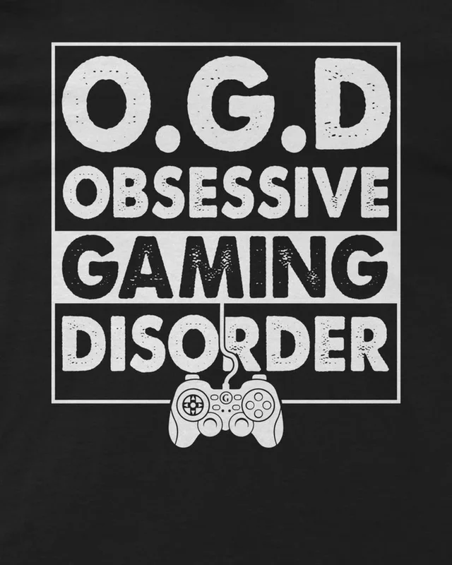 Obsessive Gaming Disorder Regular T-Shirt in Black — design detail
