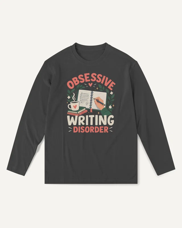 Obsessive Writing Disorder Long-Sleeve T-Shirt in Black — front