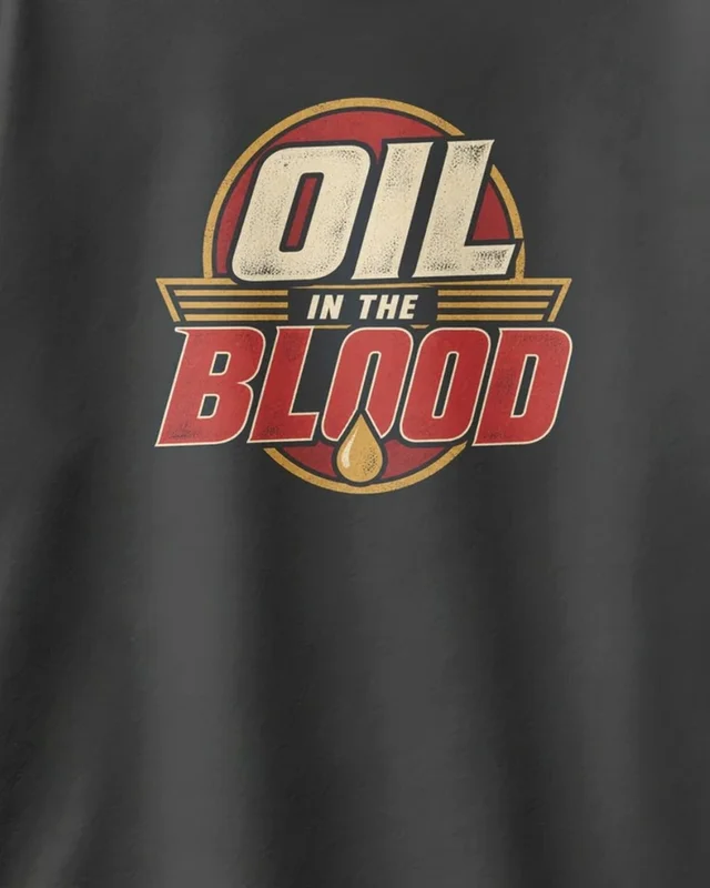 Oil in the Blood Oversized T-Shirt in Black — design detail