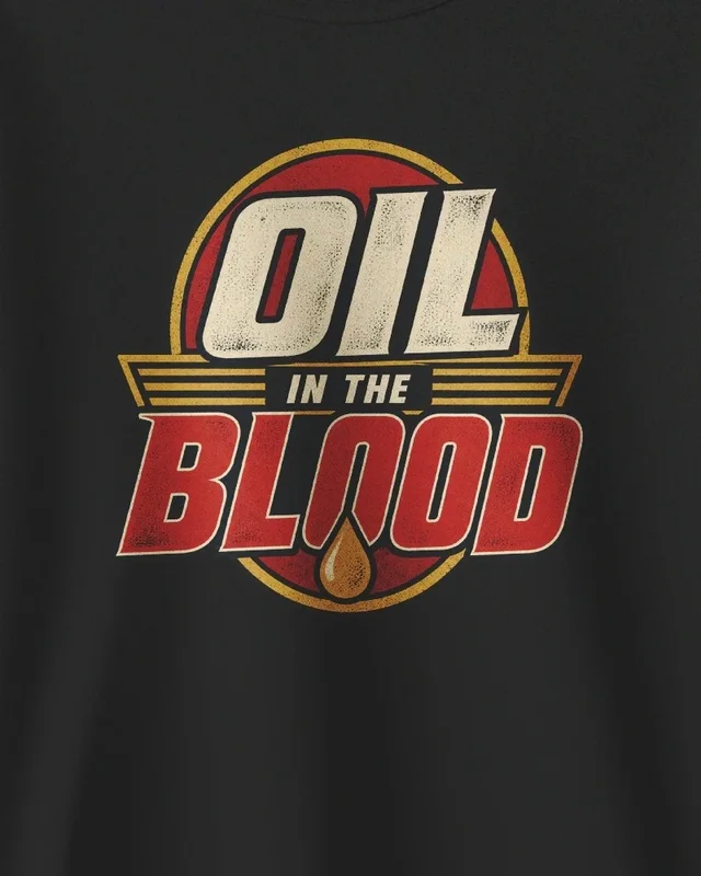 Oil in the Blood Sweatshirt in Black — design detail