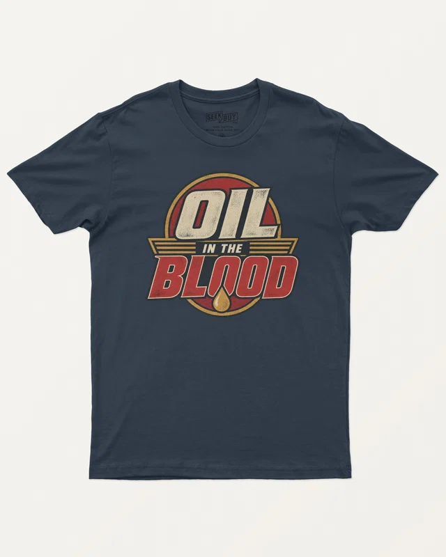 Oil in the Blood Regular T-Shirt in Navy Blue — front