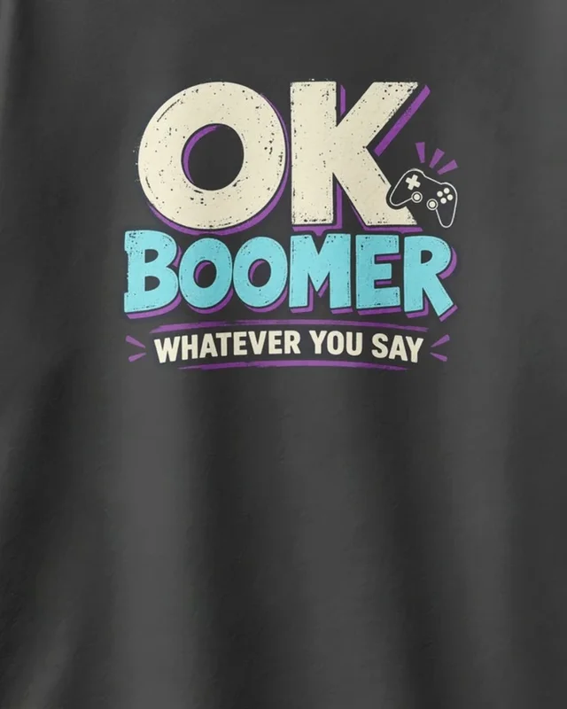 OK Boomer Oversized T-Shirt in Black — design detail