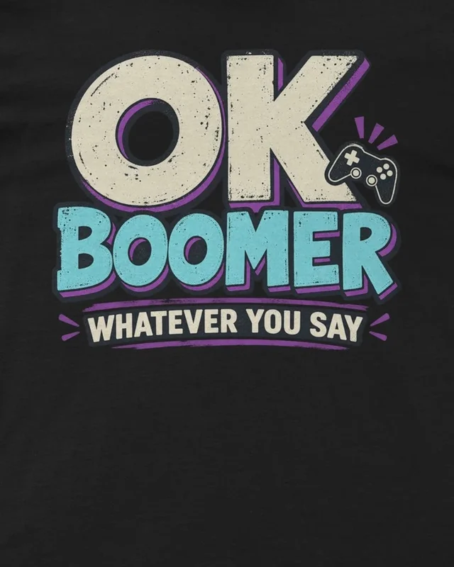 OK Boomer Regular T-Shirt in Black — design detail