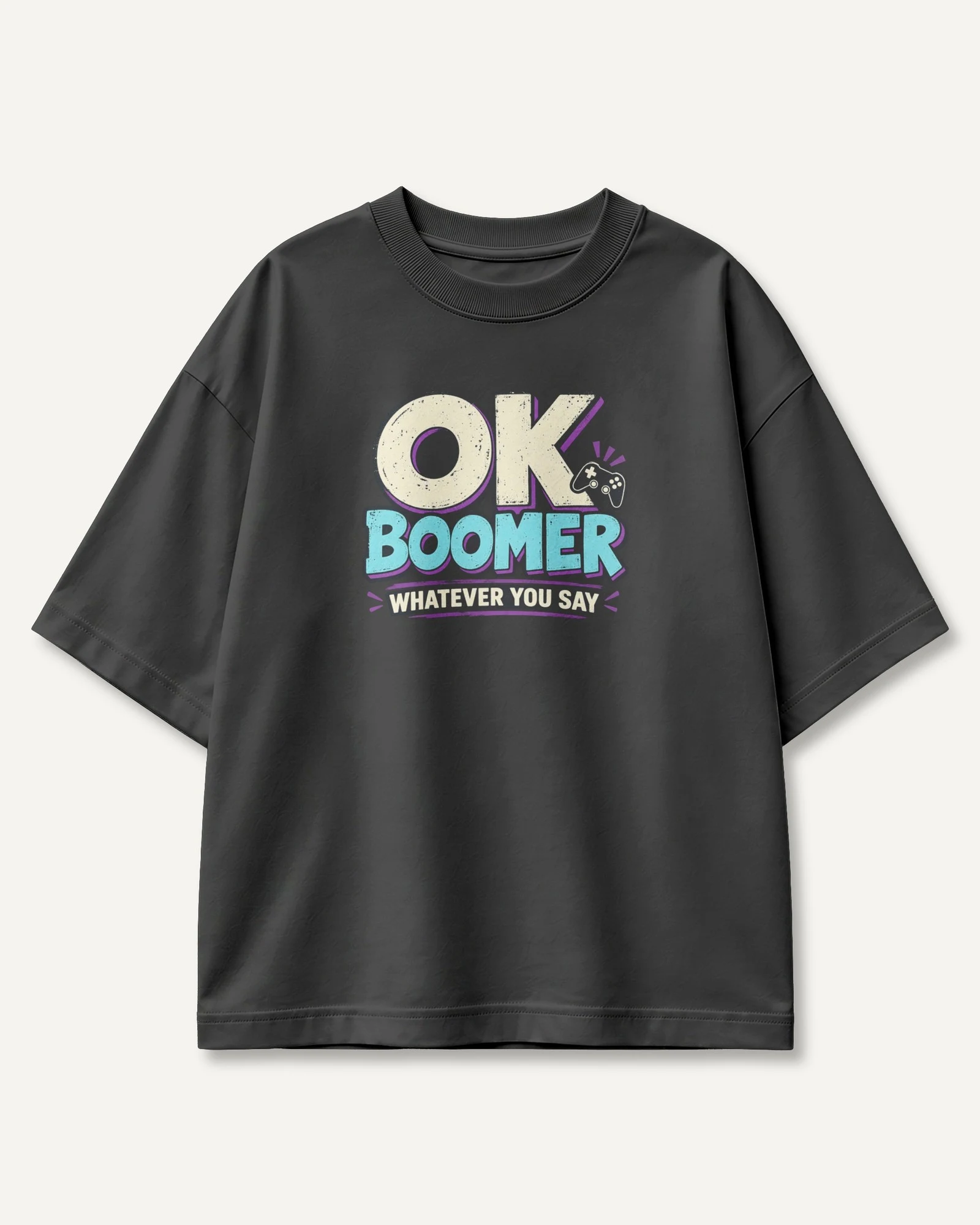 OK Boomer Oversized T-Shirt in Black — front OK Boomer Oversized T-Shirt in Black — front