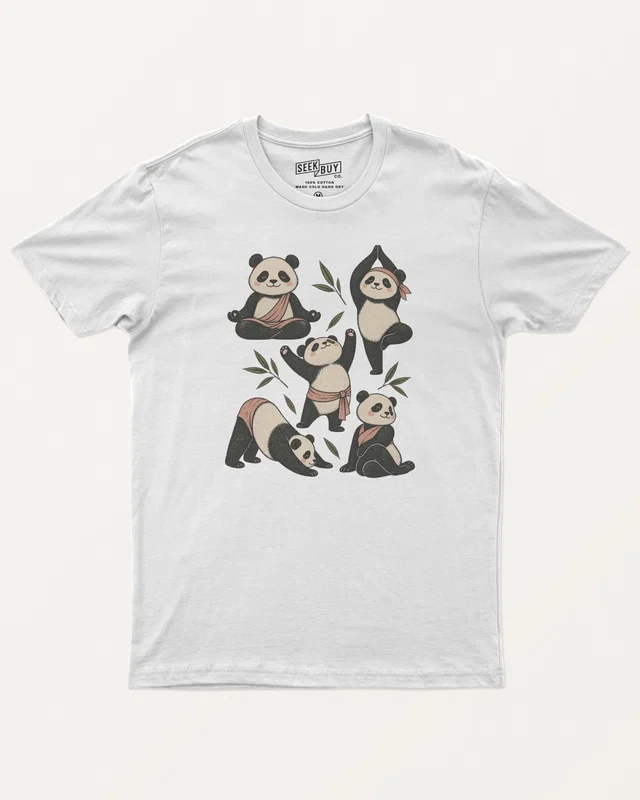 Panda Yoga Regular T-Shirt in White — front