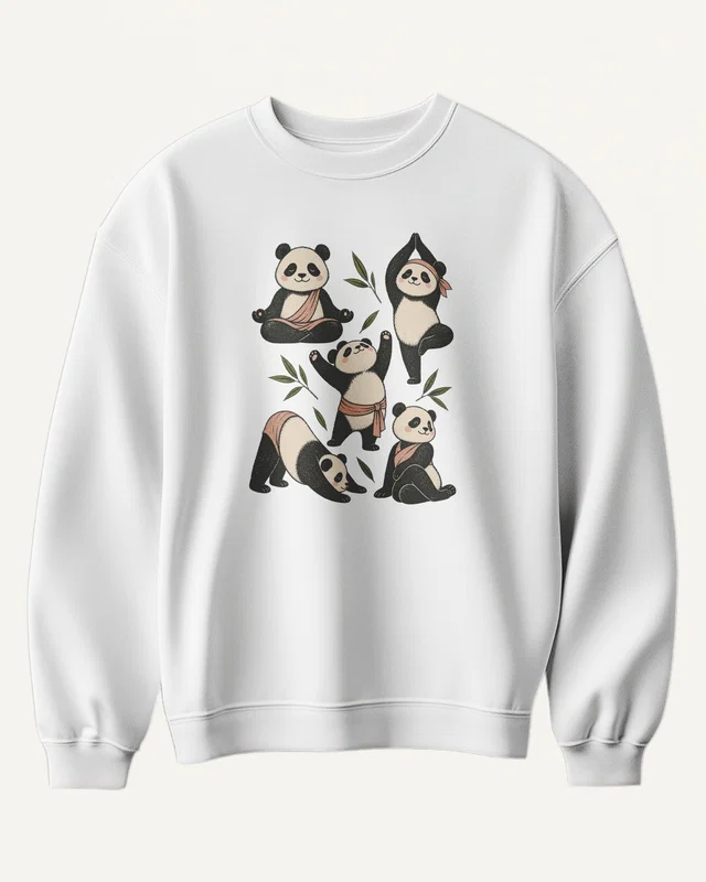 Panda Yoga Sweatshirt in White — front