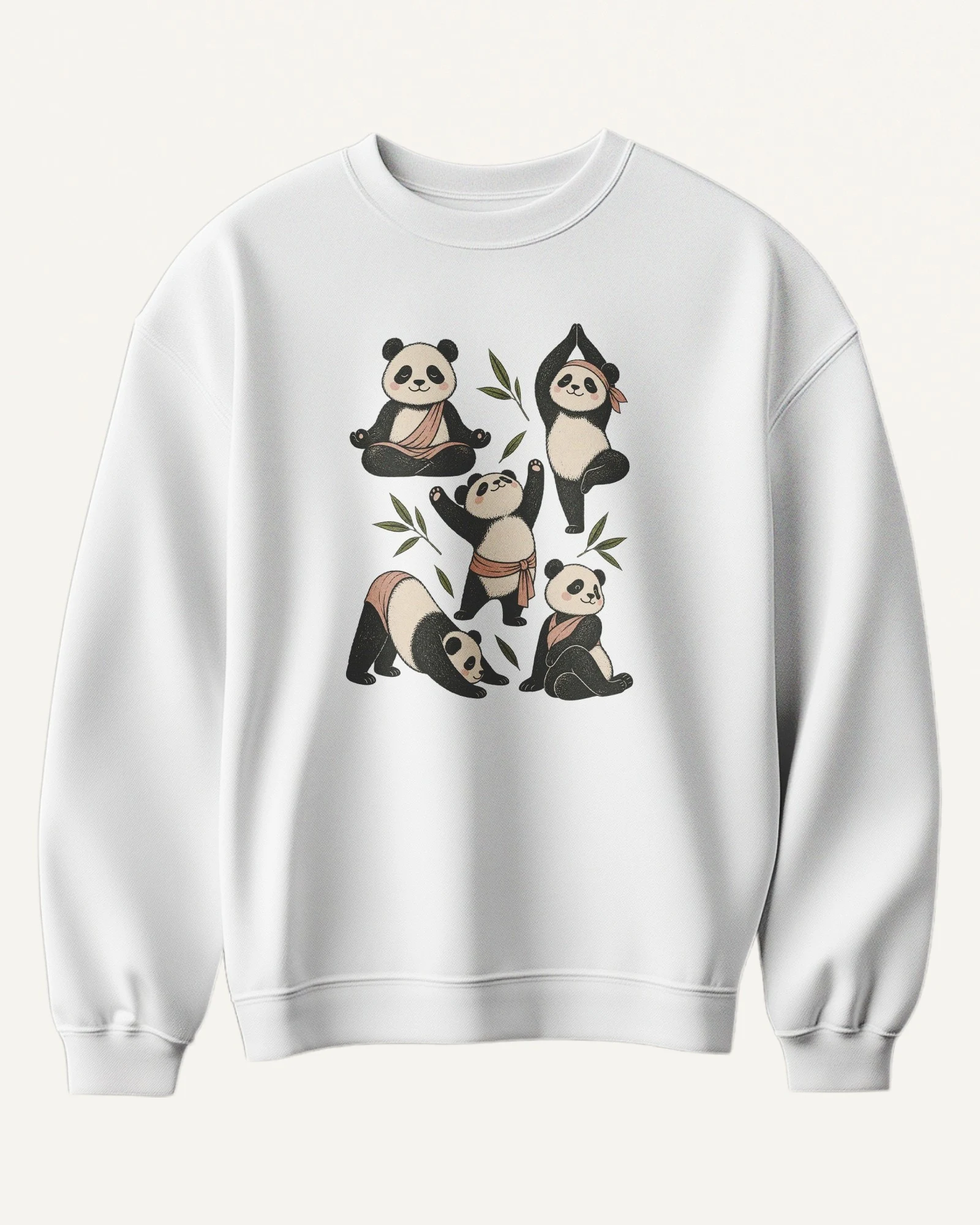 Panda Yoga Sweatshirt in White — front Panda Yoga Sweatshirt in White — front