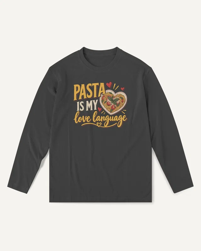 Pasta Is My Love Language Long-Sleeve T-Shirt in Black — front