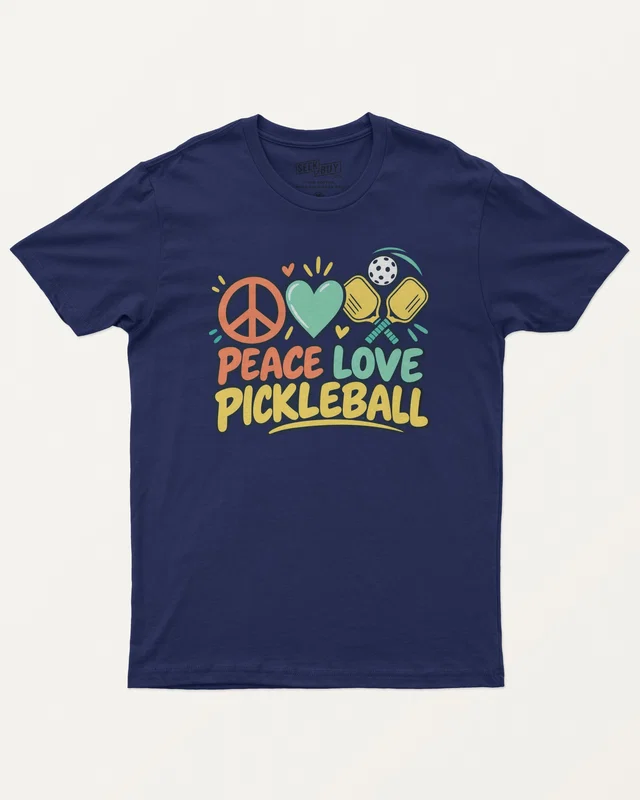 Peace Love Pickleball Regular T-Shirt in Royal Blue — front
