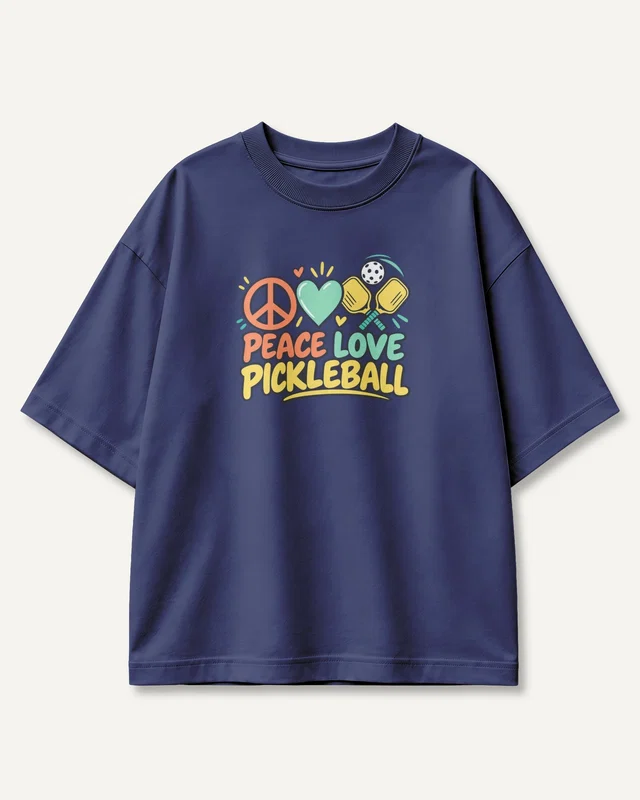 Peace Love Pickleball Oversized T-Shirt in Royal Blue — front