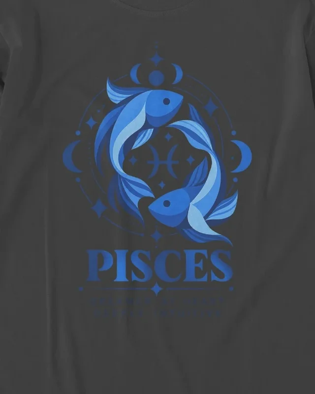 Pisces Long-Sleeve T-Shirt in Black — design detail