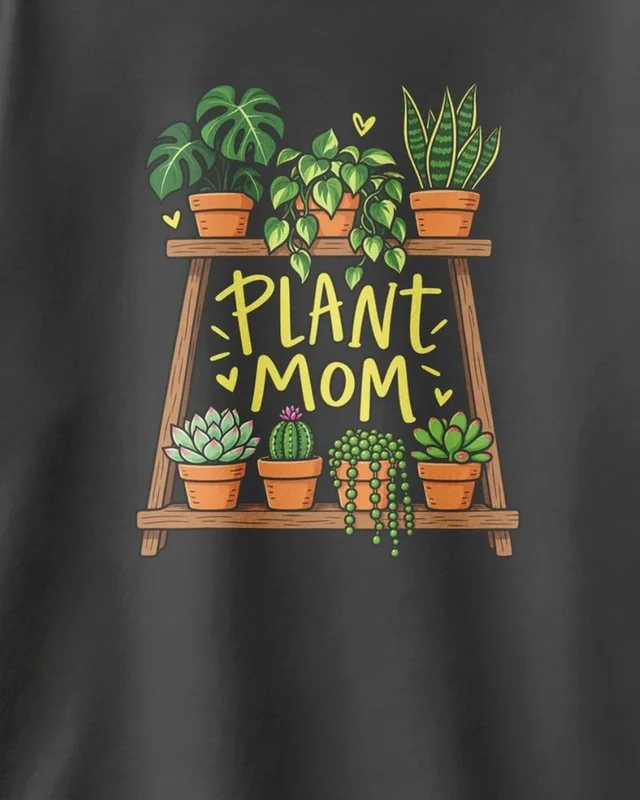 Plant Mom Oversized T-Shirt in Black — design detail