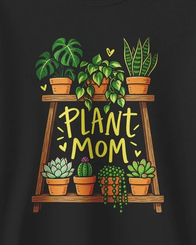 Plant Mom Sweatshirt in Black — design detail