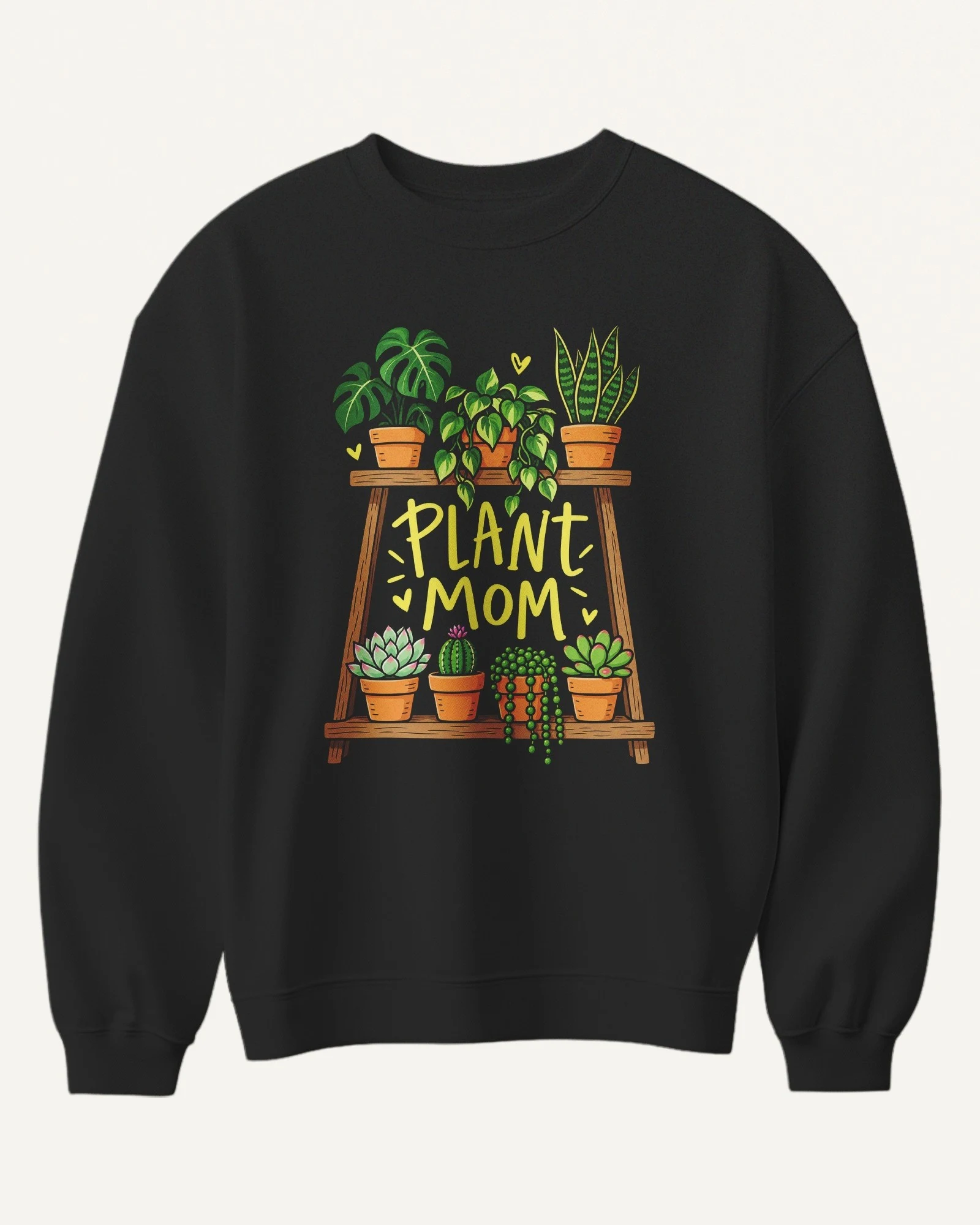 Plant Mom Sweatshirt in Black — front Plant Mom Sweatshirt in Black — front