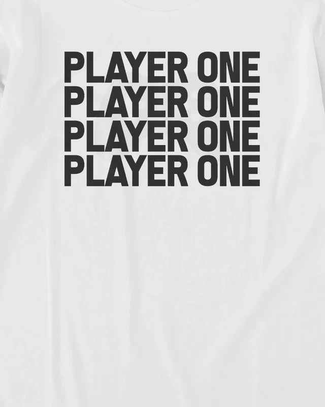 Player One Long-Sleeve T-Shirt in White — design detail