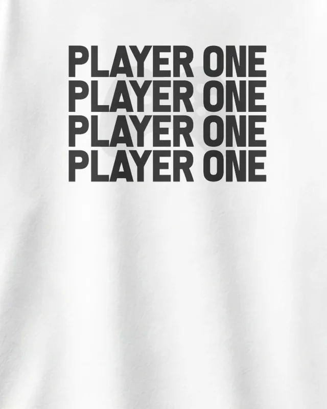 Player One Oversized T-Shirt in White — design detail