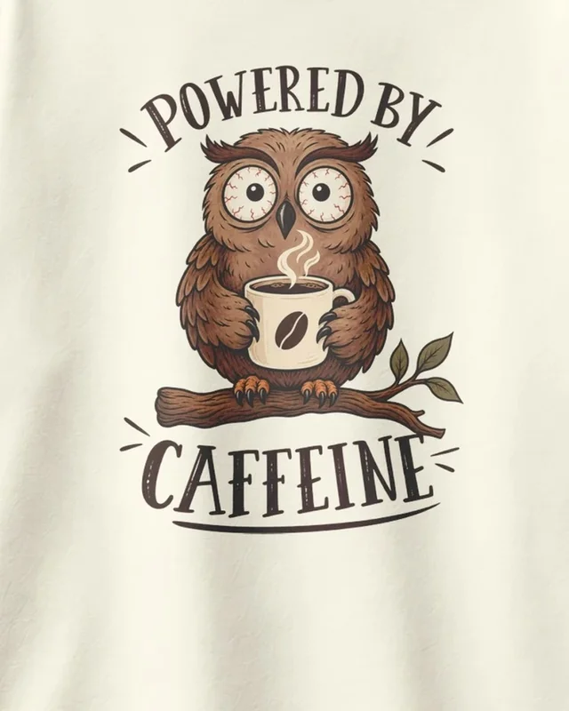 Powered by Caffeine Oversized T-Shirt in Off White — design detail