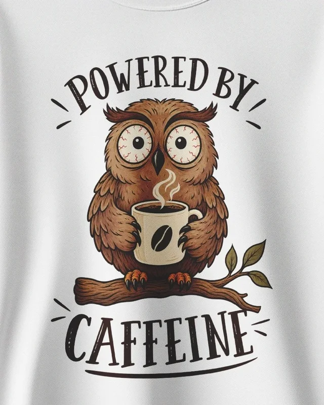 Powered by Caffeine Sweatshirt in White — design detail