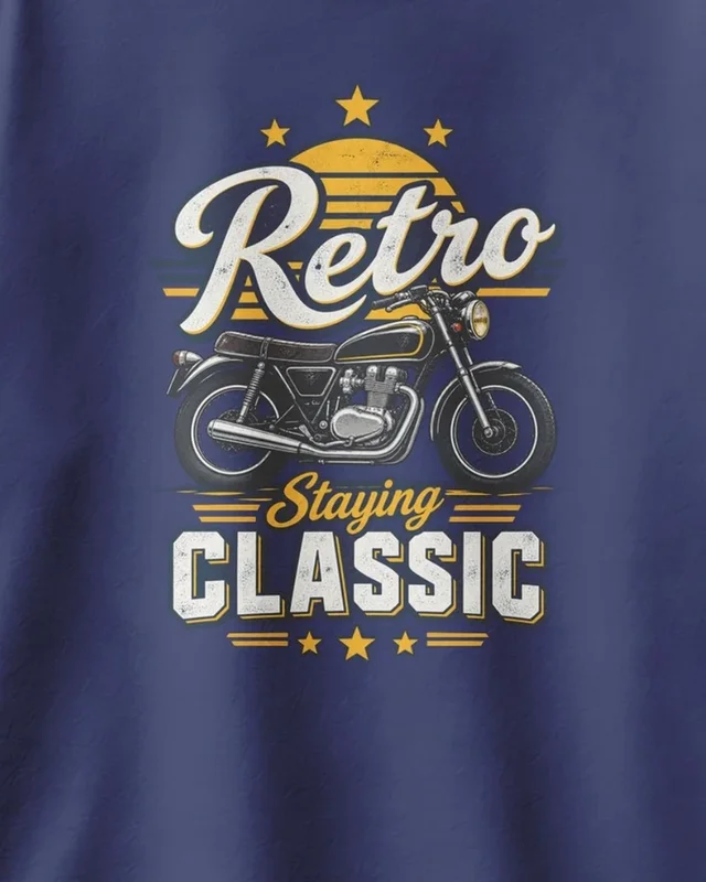 Retro Staying Classic Oversized T-Shirt in Royal Blue — design detail