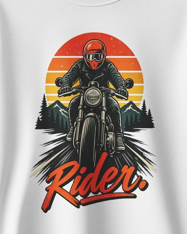 Rider Sunset Sweatshirt in White — design detail