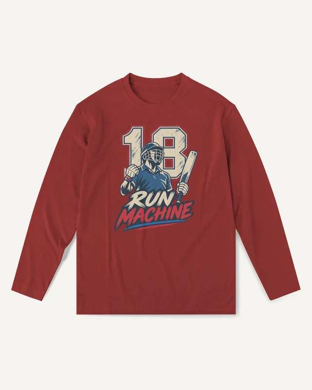 Run Machine 18 Long-Sleeve T-Shirt in Red — front