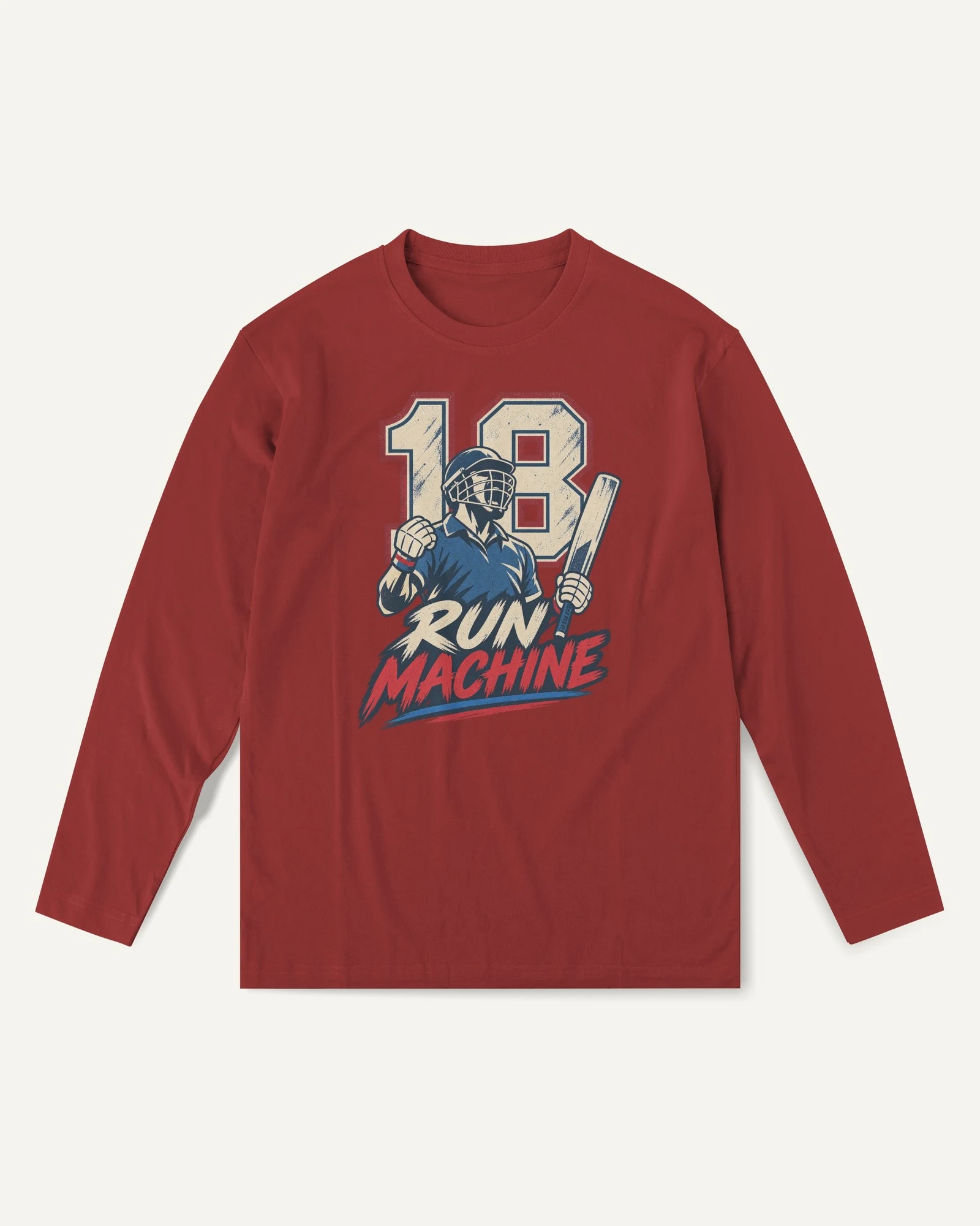 Run Machine 18 Long-Sleeve T-Shirt in Red — front Run Machine 18 Long-Sleeve T-Shirt in Red — front