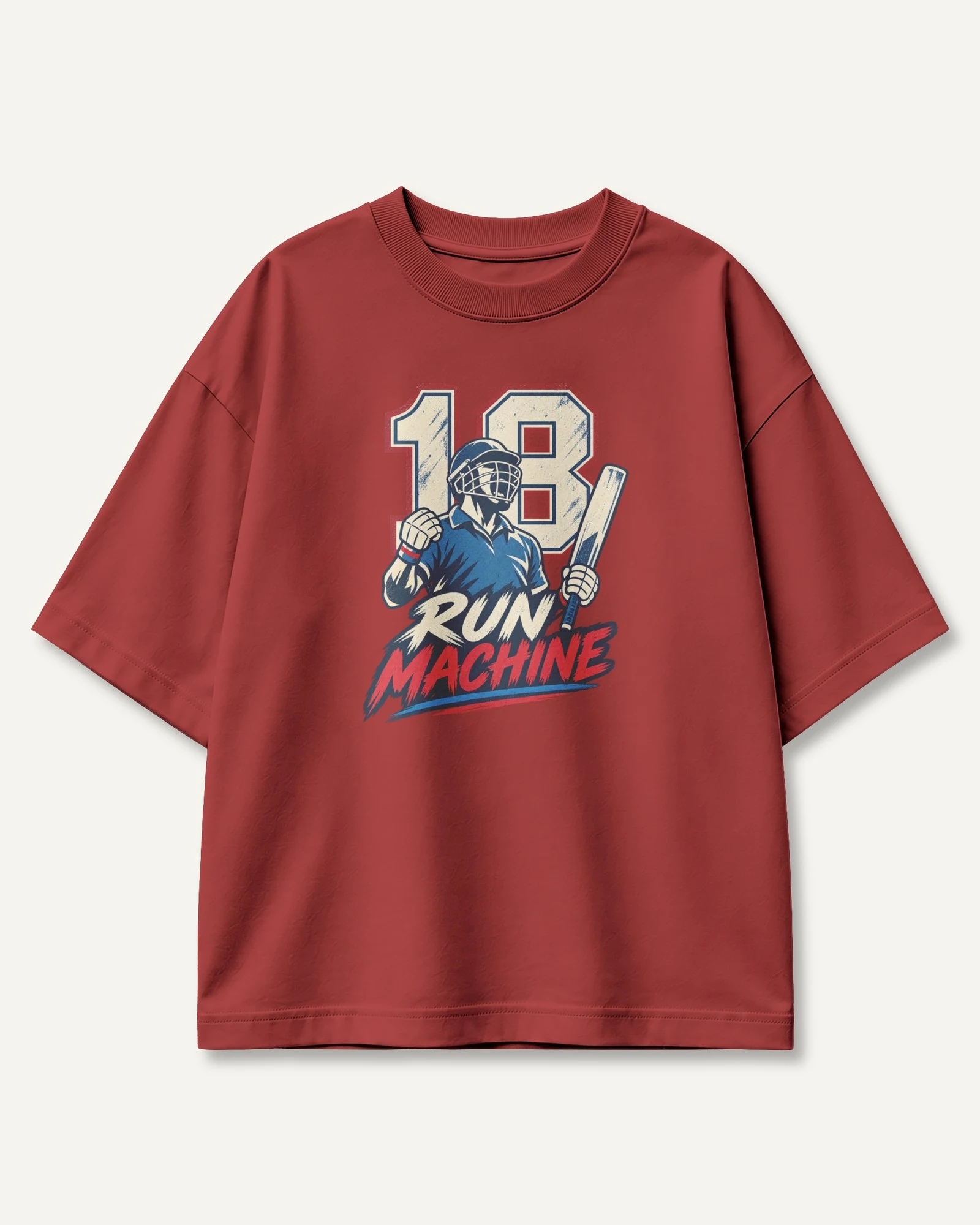 Run Machine 18 Oversized T-Shirt in Red — front Run Machine 18 Oversized T-Shirt in Red — front