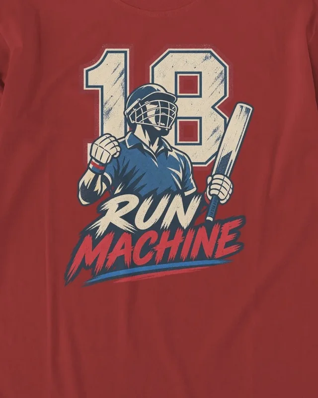 Run Machine 18 Long-Sleeve T-Shirt in Red — design detail