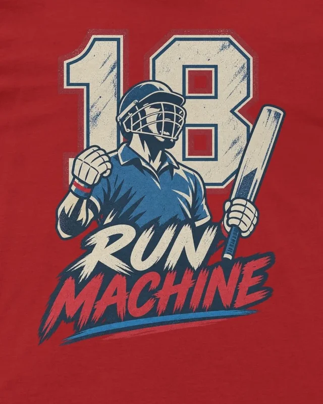 Run Machine 18 Regular T-Shirt in Red — design detail