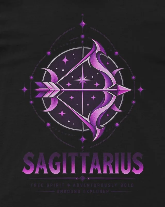 Sagittarius Regular T-Shirt in Black — design detail